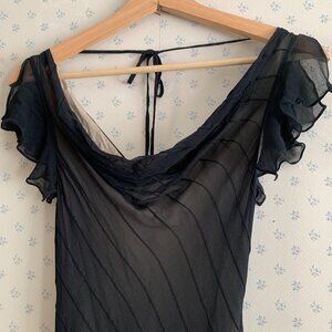 SOLD Vintage Y2K BCBG Max Azria 100% Silk Maxi Dress with ruffles